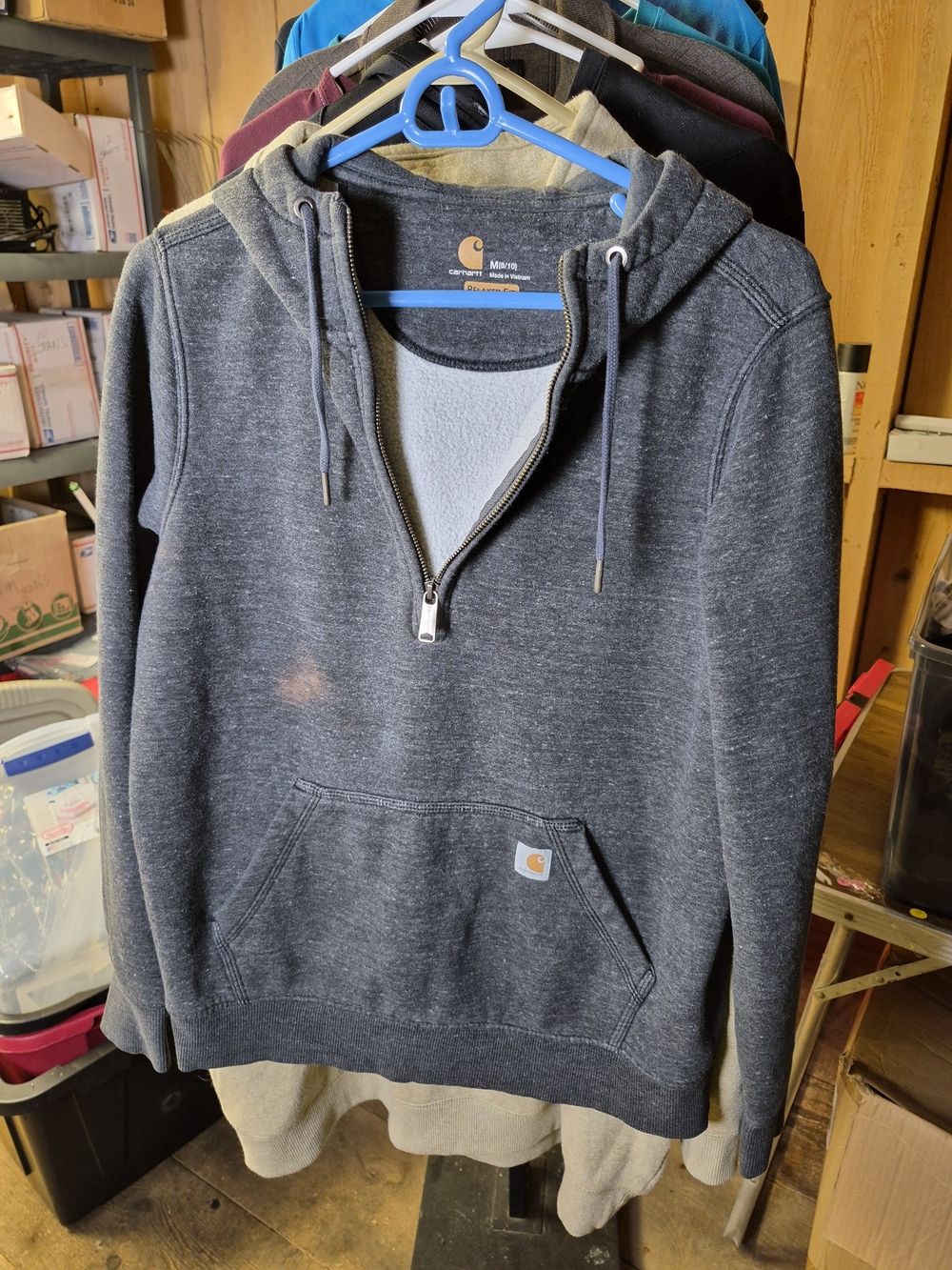 Carhartt Kids Dark Heather Gray Half-Zip Hooded Sweatshirt Bin 57